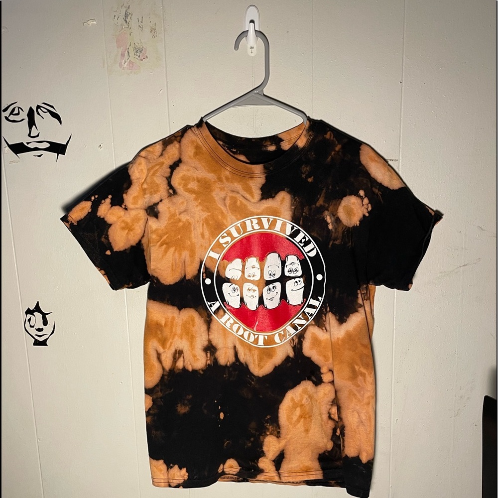 “I survived a root canal” t shirt hand dyed mens m